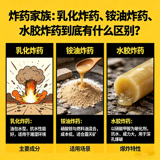 英吉沙炸药家族：乳化炸药、铵油炸药、水胶炸药到底有什么区别？